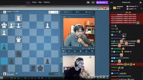 Imagem: GMI Hikaru Nakamura (acima, fundo laranja) ensina xQc (abaixo, fundo claro)